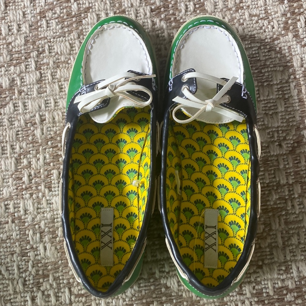 Forever 21 green/navy boat shoes